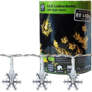 Lichterkette 20 LED Schneeflocken 1.85m warmweiß