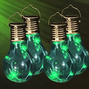4er Set Solar Dekoleuchten zum Hängen. Leuchtfarbe grün