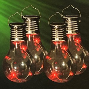 4er Set Solar Dekoleuchten zum Hängen. Leuchtfarbe rot