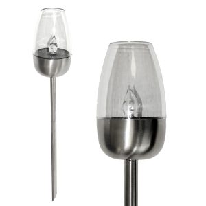 Solar Gartenfackel. flackernde LED. 38cm. Edelstahl