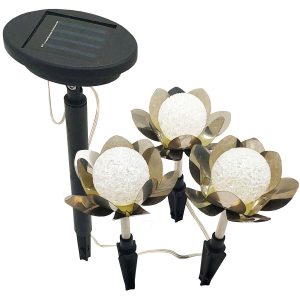 LED Solar-Lotusblume im 3er-Set. warmweiß/Farbwechsel