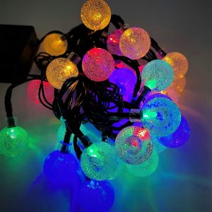 Solar Lichterkette. 30 farbige Kugellampen. 6m Länge