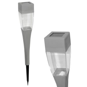 Solar-Gartenleuchte mit Erdspieß grau