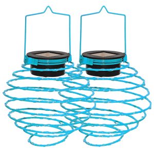LED Solar Spiral-Laterne türkis im 2er Set