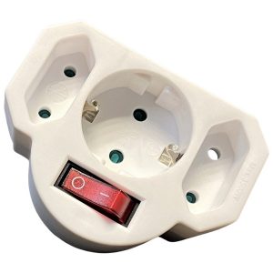 3-fach Steckdose mit Schalter – 1x Schuko 2x Euro