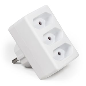 Steckdosenadapter Schuko auf 3x Euro. weiß