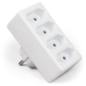 Steckdosenadapter Schuko auf 4x Euro. weiß