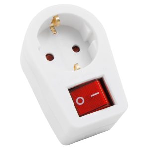 Steckdosenadapter mit Schalter. weiß