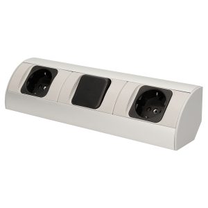 Steckdosenblock Aufbau. silber. 2fach. ein Schalter. 3680W