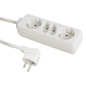 4-fach Steckdosenleiste. 2x Schuko. 2x Euro 1.5m weiß