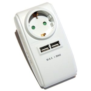 USB-Steckdosenadapter. 2xUSB 3A weiß