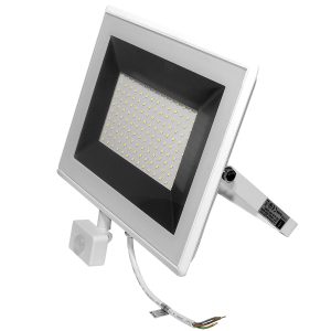 LED Fluter. 100W. 10.000lm. neutralweiß. Bewegungsmelder. weiß