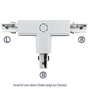 3 Phasen Stromschienen-Verbinder T2 (rechts) für Schienensystem. weiß
