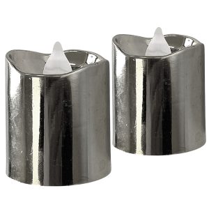 LED Teelichter silber. 2er Pack. inkl. Batterien