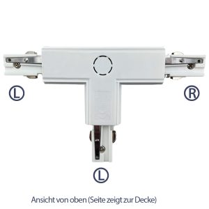Stromschienen-Verbinder T2 (rechts) für Schienensystem. weiß