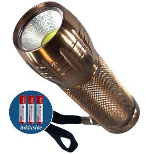 LED-Taschenlampe 2W COB-LED. Alu massiv eloxiert