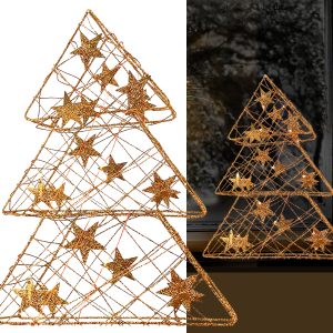 Weihnachts-Baum mit 15 LED-Lichtern Goldfarben