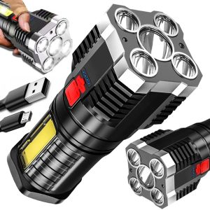 Wiederaufladbare LED Taschenlampe Suchscheinwerfer Biwak
