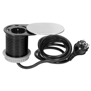 Tisch-Einbausteckdose Ø6cm. 1  230V + USB 2.4A