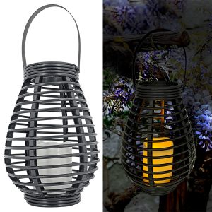 Rattan XL Laterne 28cm hoch mit LED Kerze