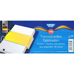 Trennstreifen / Tabbladen 100 Stück. 105x240mm gelb