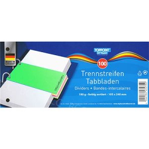Trennstreifen / Tabbladen 100 Stück. 105x240mm grün