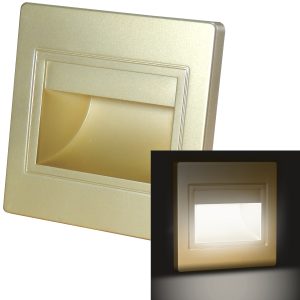 LED Treppen- / Wandeinbauleuchte gold. Licht: kaltweiß