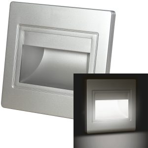 LED Treppen- / Wandeinbauleuchte silber. Licht: kaltweiß