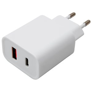 Dual USB-C + USB-A Schnellladegerät 20W weiß