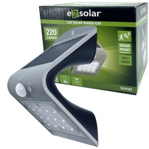 LED 1.5W Solar-Wandleuchte mit Bewegungsmelder. hellgrau