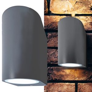Wandleuchte „Oval“. Grau. IP44 für 2 x GU10