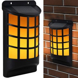 LED Solar Wandleuchte mit Flammeneffekt