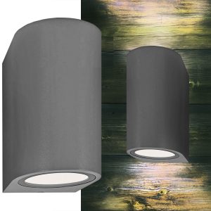 Außen-Wandleuchte grau für 2 GU10-LED IP54
