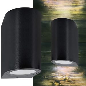 Außen-Wandleuchte schwarz für 2 GU10-LED IP54