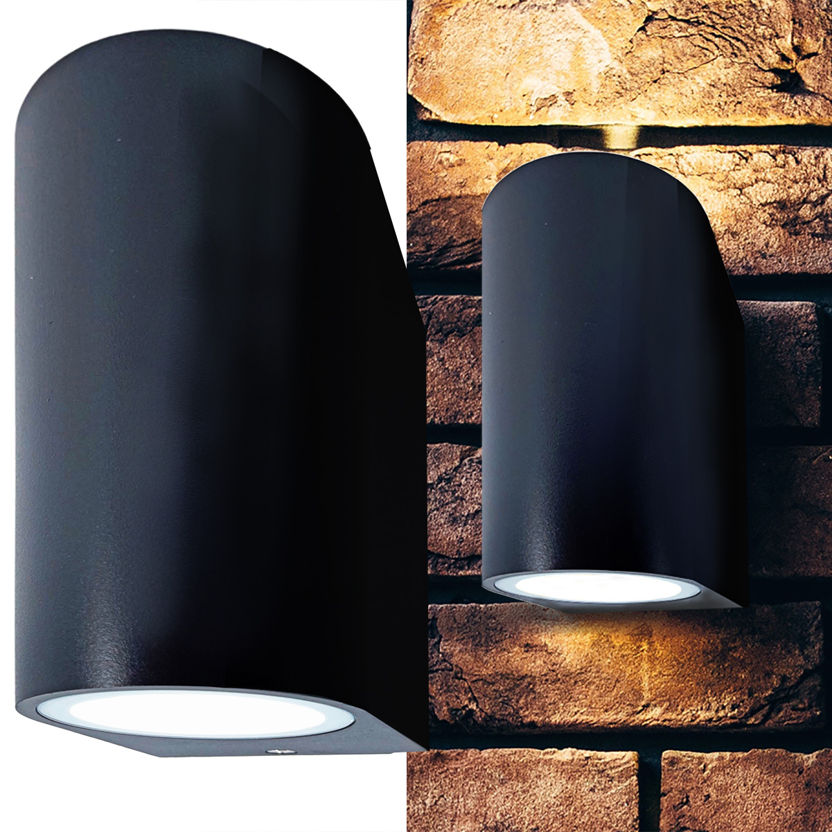 Wandleuchte "Oval". schwarz. IP44. 2-flammig
