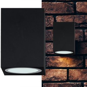 Wandleuchte „Square“. schwarz. IP44. 8cm hoch