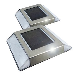 LED Solar Boden-Leuchten Edelstahl. eckig. 2er Set