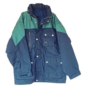 Windjacke gefüttert. Blau-Grün Größe L