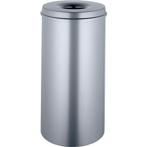 Abfallsammler, für den Innenbereich, Volumen 50 l, selbstlöschender Deckel, Ø 335 x H 625 mm, Stahl pulverbeschichtet, silber/silber