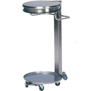 Abfallsammler mit Fußpedal, Edelstahl, 5 Rollen