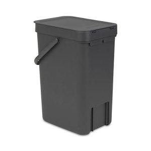 Abfallsammler Sort & Go, rechteckig, mit Wandhalterung, Deckel & Griff, 12 l, Kunststoff, grau Abfallsammler Sort & Go, rechteckig, mit Wandhalterung, Deckel & Griff, 12 l, Kunststoff, grau