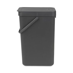 Abfallsammler Sort & Go, rechteckig, mit Wandhalterung, Deckel & Griff, 16 l, Kunststoff, grau Abfallsammler Sort & Go, rechteckig, mit Wandhalterung, Deckel & Griff, 16 l, Kunststoff, grau