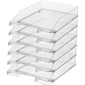 Ablagekorb HAN Klassik, für Format A4/C4, mit Beschriftungsfeld, stapelbar, B 255 x T 348 x H 65 mm, Kunststoff, glasklar, 6 Stück