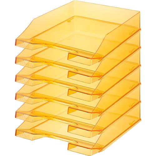 Ablagekorb HAN Klassik, für Format A4/C4, mit Beschriftungsfeld, stapelbar, B 255 x T 348 x H 65 mm, Kunststoff, orange/transparent, 6 Stück
