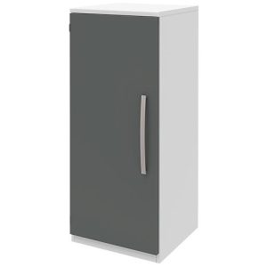 Aktenschrank BARI, 3 OH, 2 Böden, Türanschlag links, B 427 x T 430 x H 1117 mm, weiß/anthrazit
