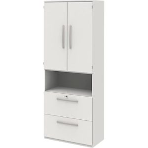 Aktenschrank BARI, 6 OH, 2 Türen, 2 Hängeregister, Zentralverriegelung, B 819 x T 430 x H 2174 mm, weiß