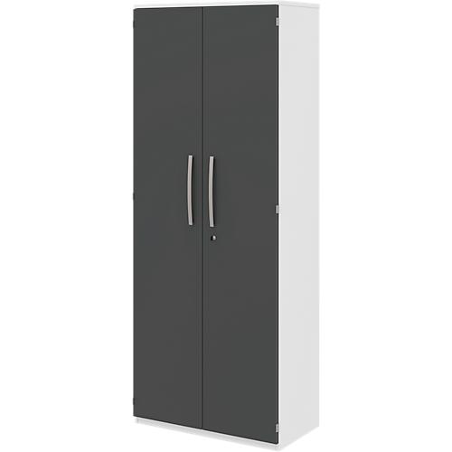 Aktenschrank BARI, 6 OH, 5 Böden, Schloss, B 819 x T 430 x H 2174 mm, weiß/anthrazit