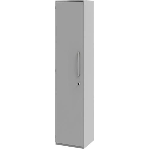 Aktenschrank BARI, 6 Ordnerhöhen, 5 Böden, Schloss, Türanschlag links, B 427 x T 430 x H 2174 mm, hellgrau