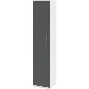 Aktenschrank BARI, 6 Ordnerhöhen, 5 Böden, Schloss, Türanschlag links, B 427 x T 430 x H 2174 mm, weiß/anthrazit