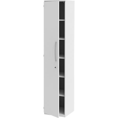 Aktenschrank BARI, 6 Ordnerhöhen, 5 Böden, Schloss, Türanschlag links, B 427 x T 430 x H 2174 mm, weiß